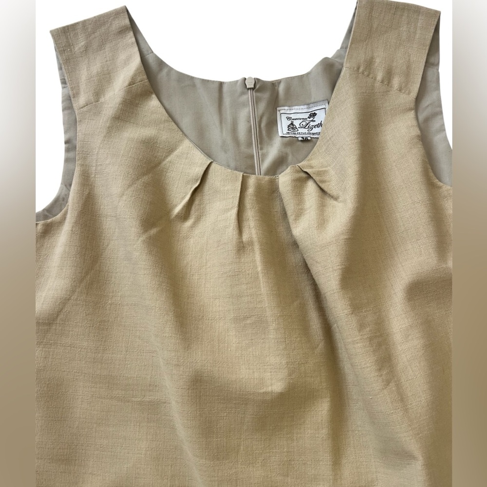 Vintage Mexican Artisan Floral Embroidered Shift Dress Beige Size 36 - Picture 7 of 14
